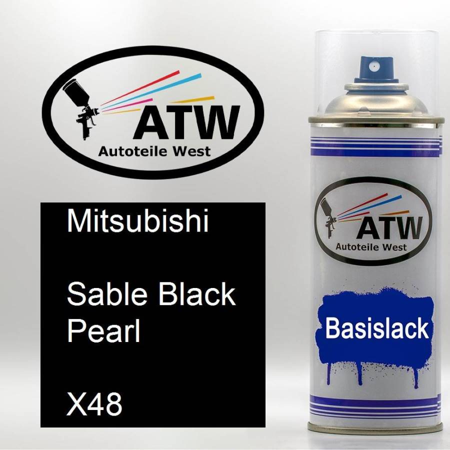 Mitsubishi, Sable Black Pearl, X48: 400ml Sprühdose, von ATW Autoteile West.